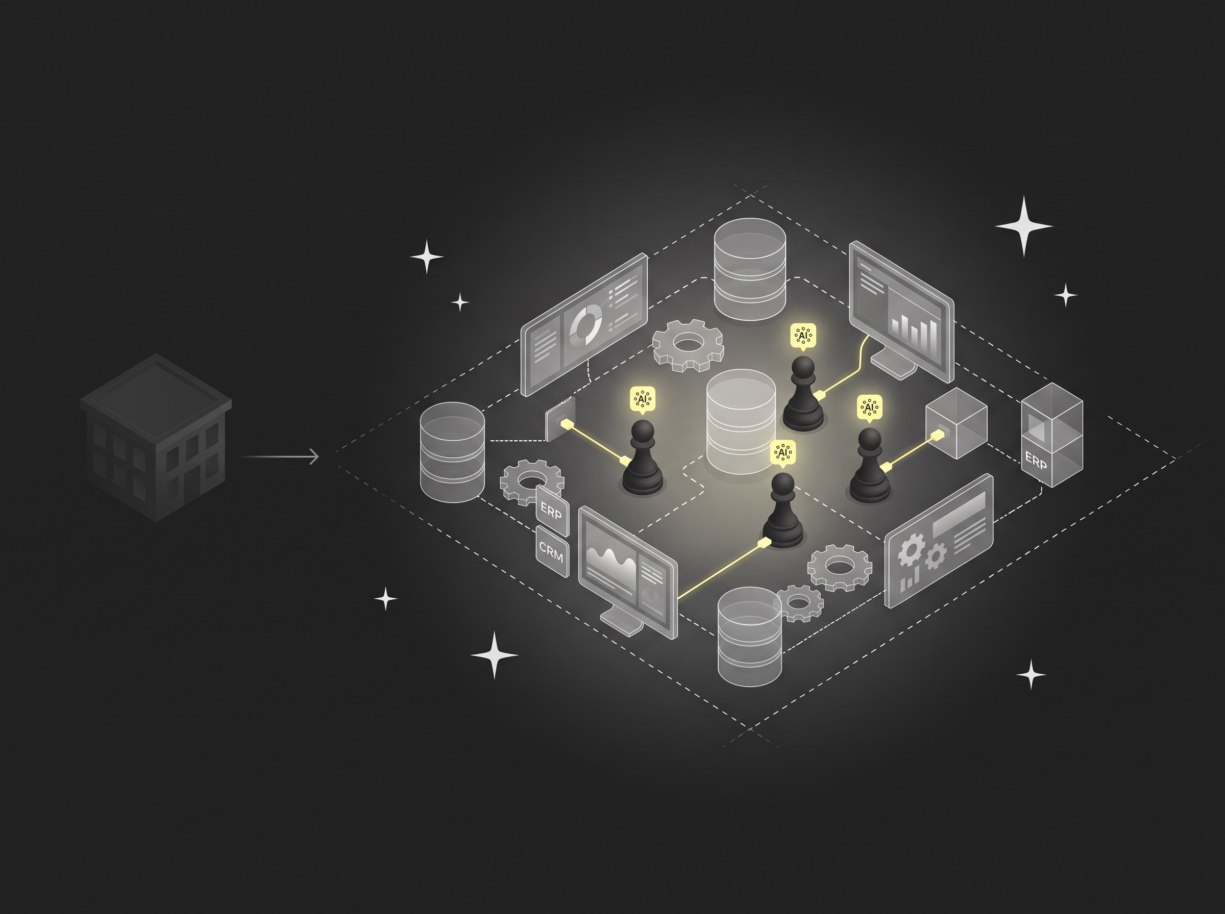 AI agents embedded across your ERP, CRM, and internal systems